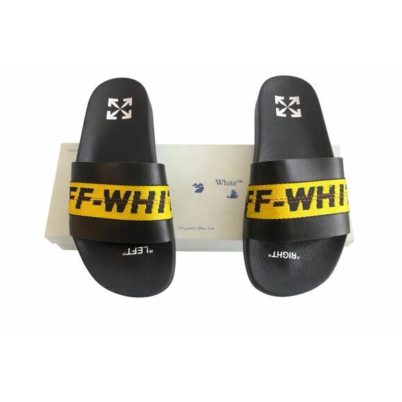 Off-White Industrial Slider Black Yellow Men's Slide Sandals EU 40 Rubber